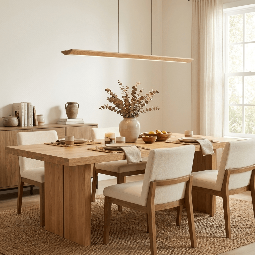 Alderine lampada a sospensione lineare in legno