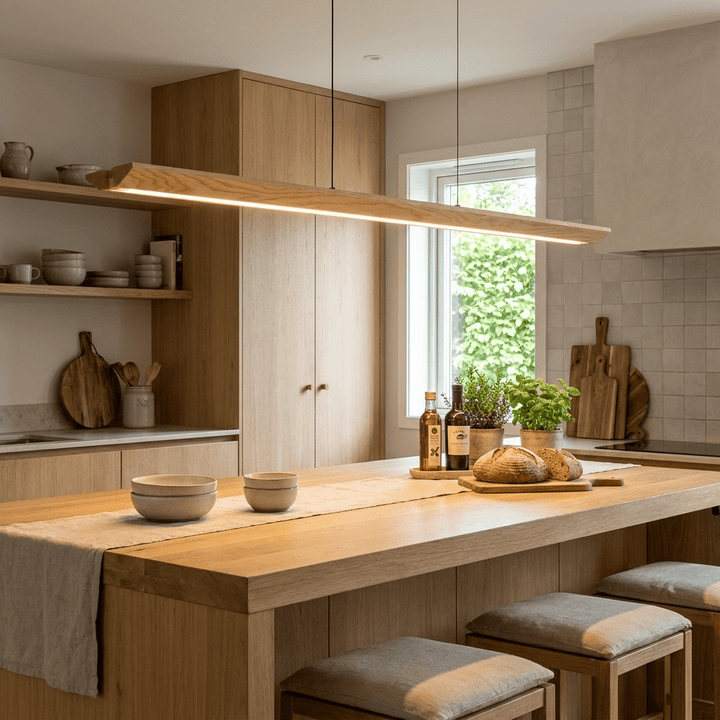 Alderine lampada a sospensione lineare in legno