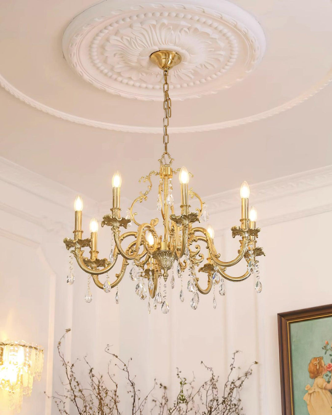 Elvion Classic Brass Crystal Chandelier - Letslighting
