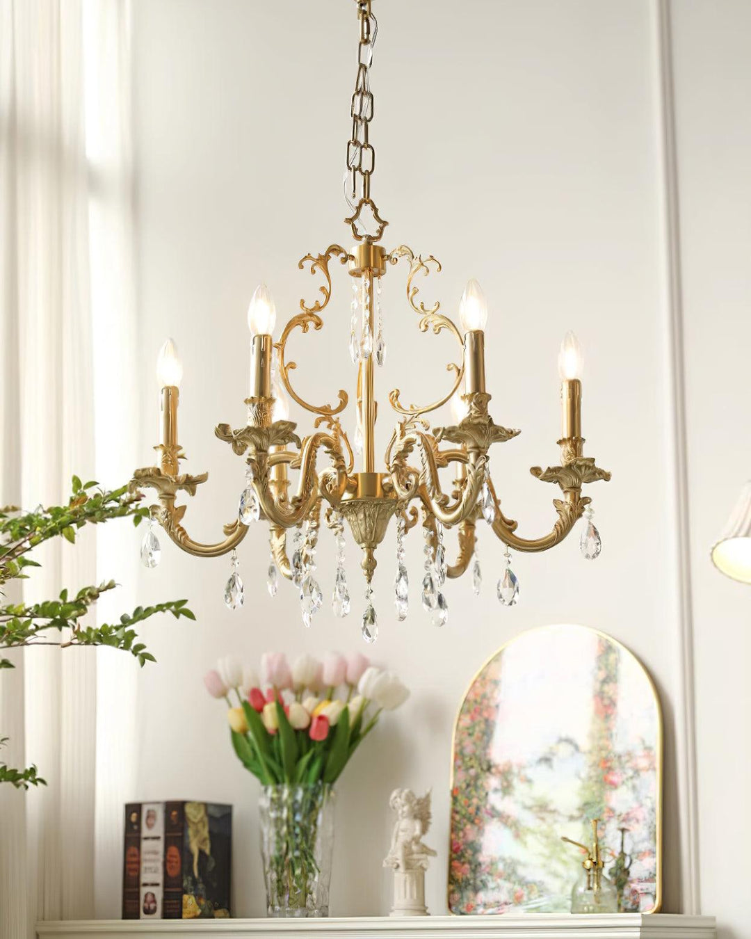 Elvion Classic Brass Crystal Chandelier - Letslighting