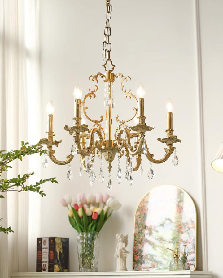 Elvion Classic Brass Crystal Chandelier - Letslighting