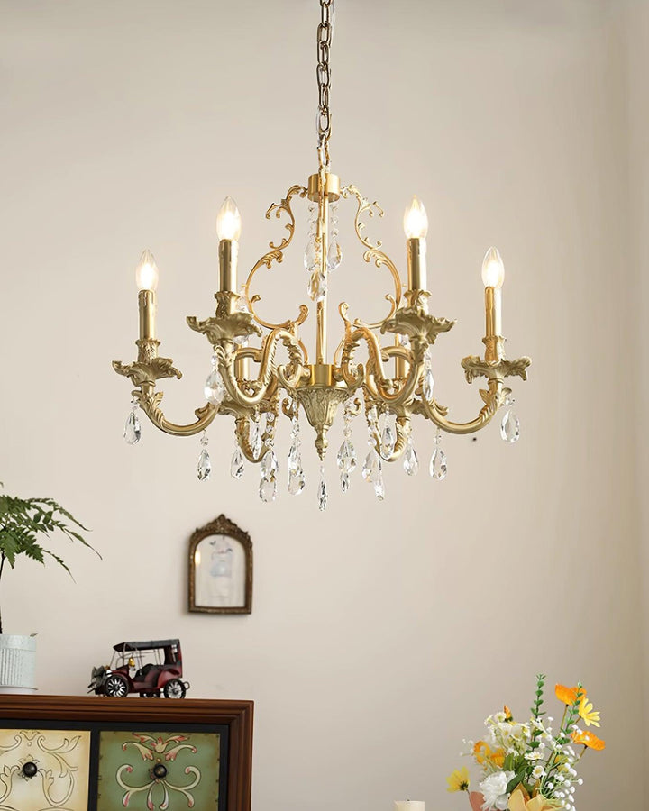 Elvion Classic Brass Crystal Chandelier - Letslighting
