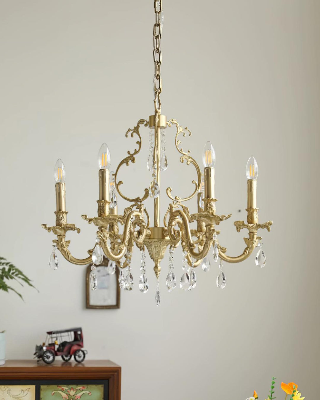 Elvion Classic Brass Crystal Chandelier - Letslighting