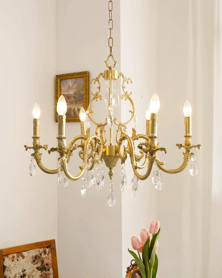Elvion Classic Brass Crystal Chandelier - Letslighting