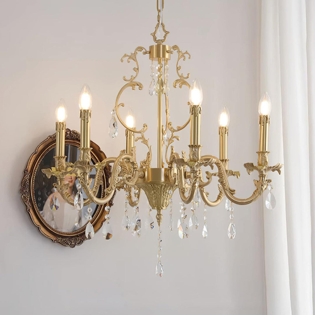 Elvion Classic Brass Crystal Chandelier - Letslighting