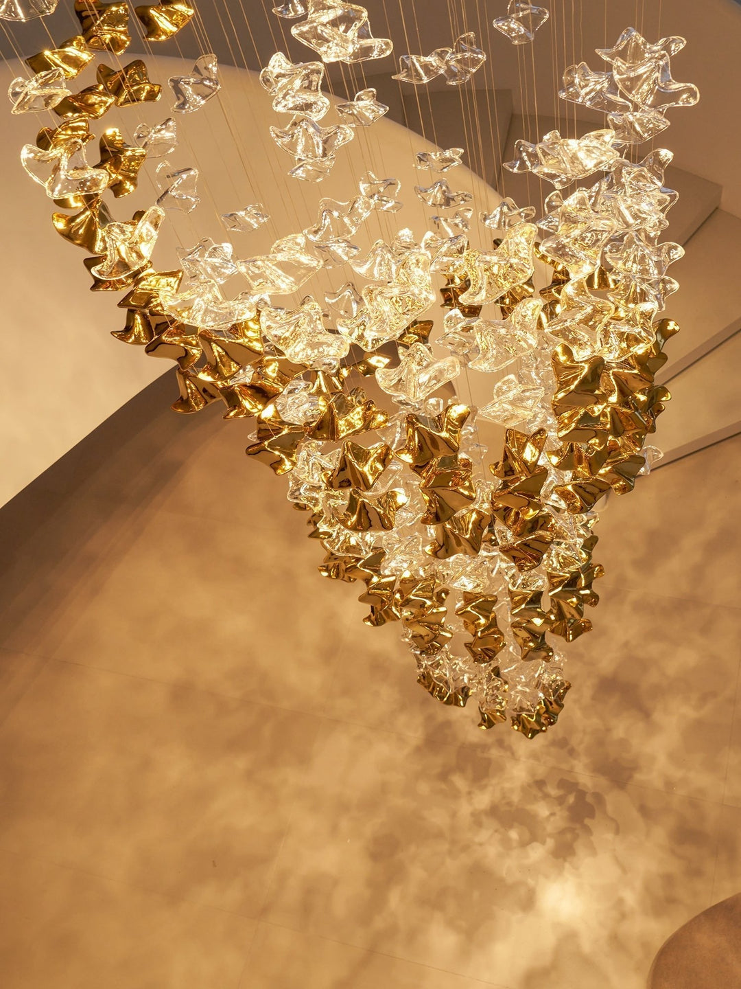 Lisk lampadario lineare in ottone lusso