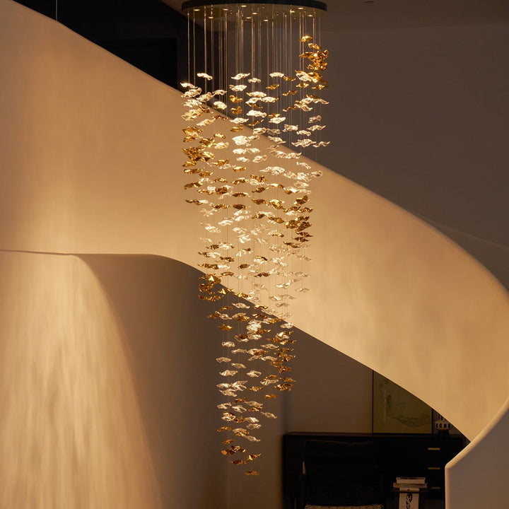 Lisk lampadario lineare in ottone lusso