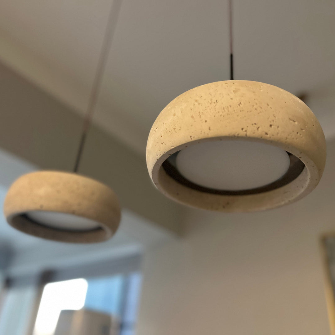 Eurvaran Modern Minimalist Drum Travertine Pendant Lamp - Lamp Copper