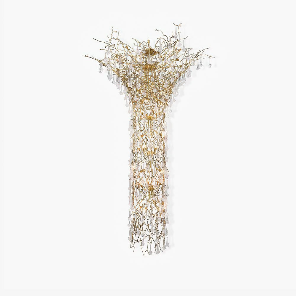 Abeleisa lampadario in ottone con Cristallo a Forma di Ramo d&