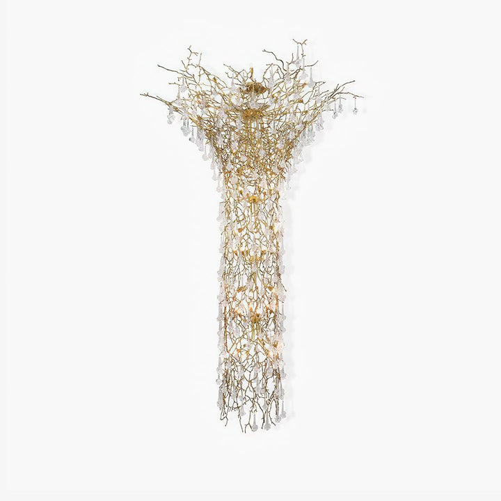 Abeleisa lampadario in ottone con Cristallo a Forma di Ramo d&