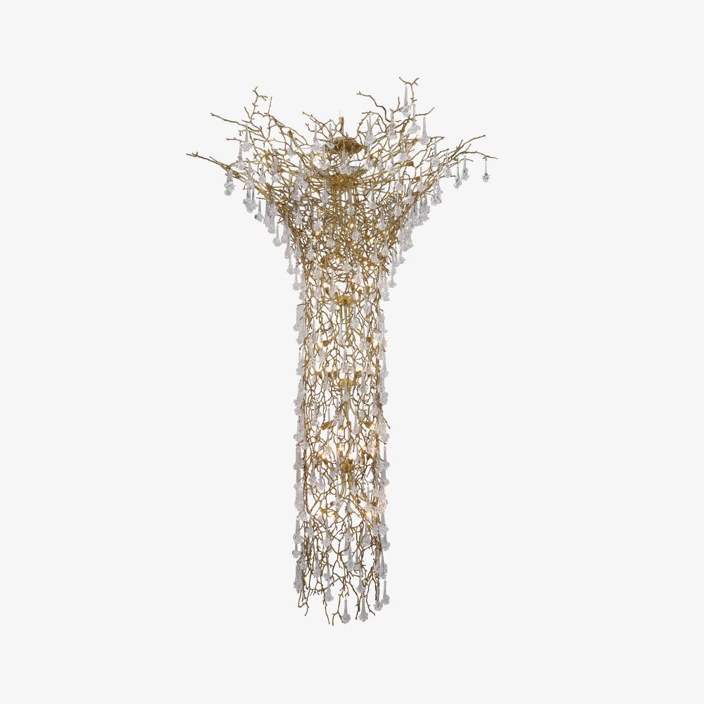 Abeleisa lampadario in ottone con Cristallo a Forma di Ramo d&