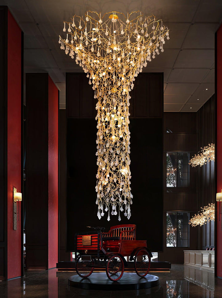Abeleisa lampadario in ottone con Cristallo a Forma di Ramo d&