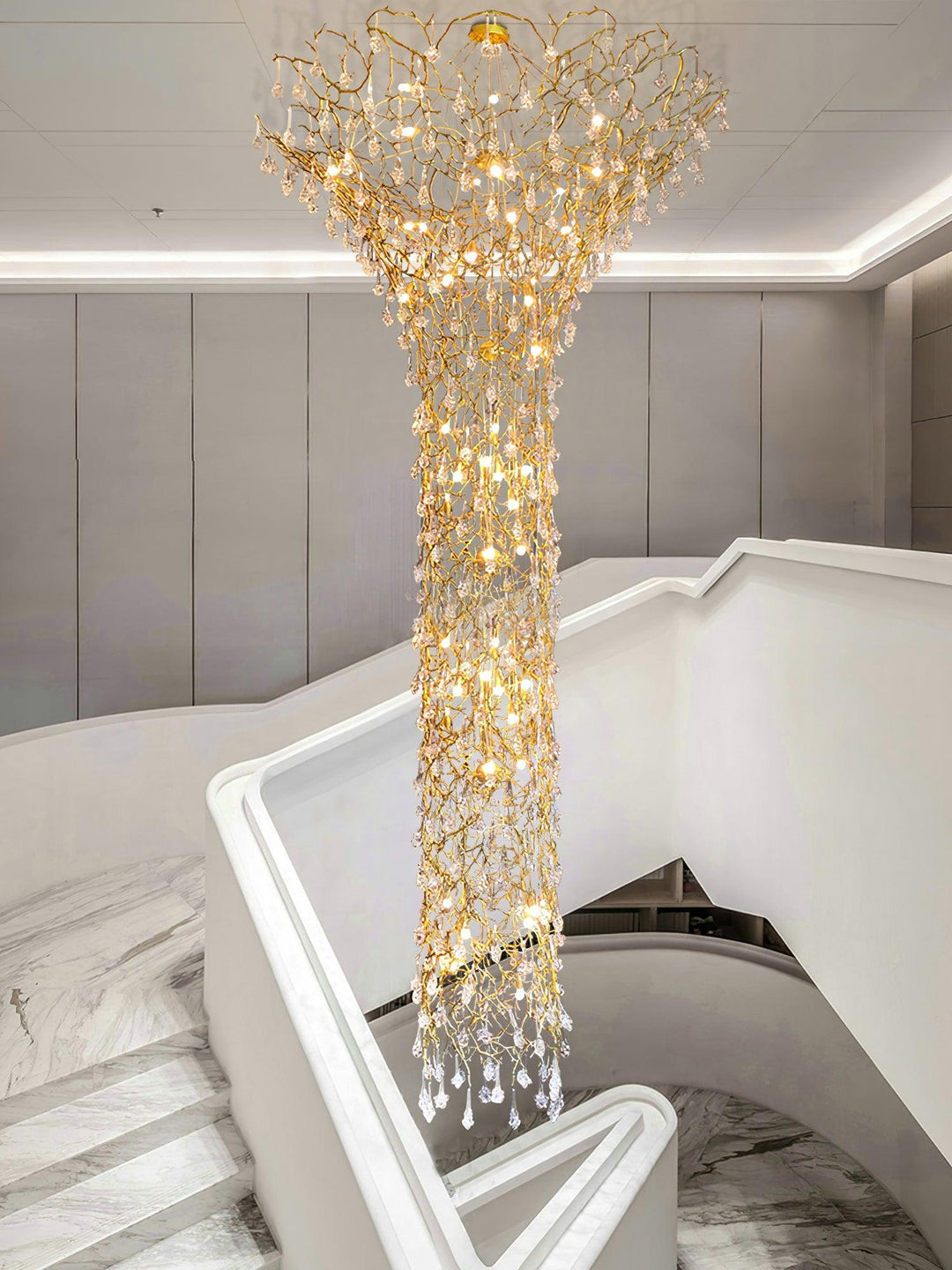Abeleisa lampadario in ottone con Cristallo a Forma di Ramo d&