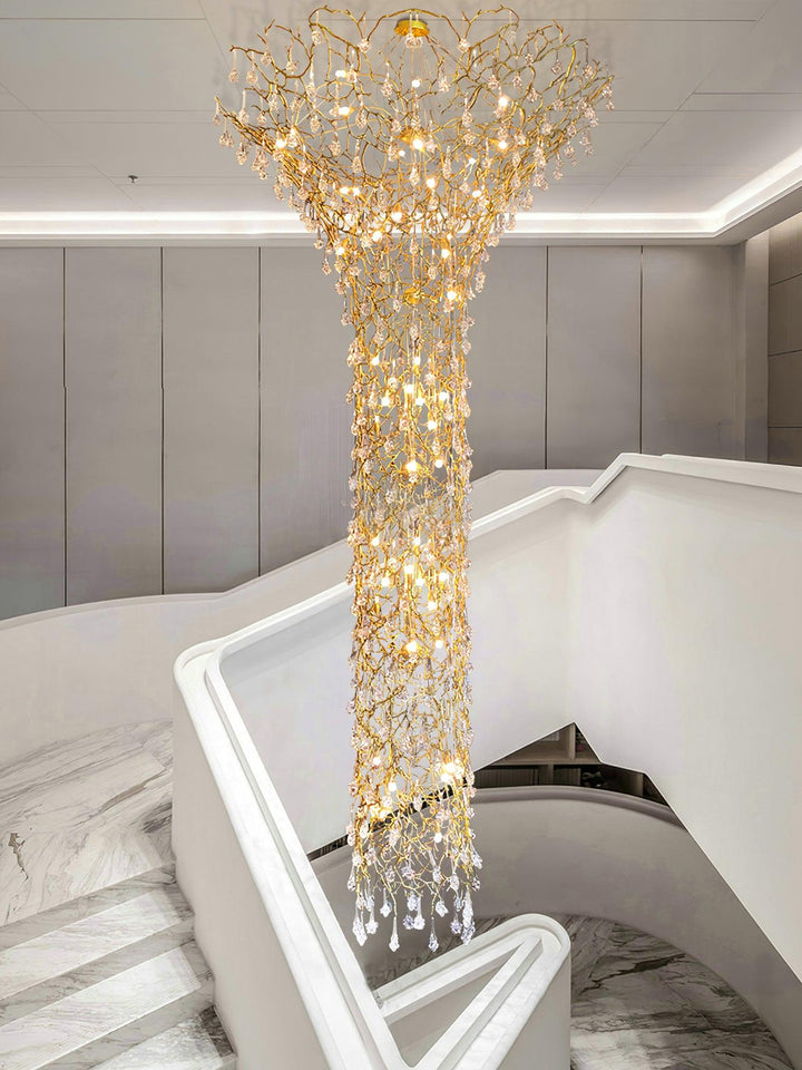 Abeleisa lampadario in ottone con Cristallo a Forma di Ramo d&