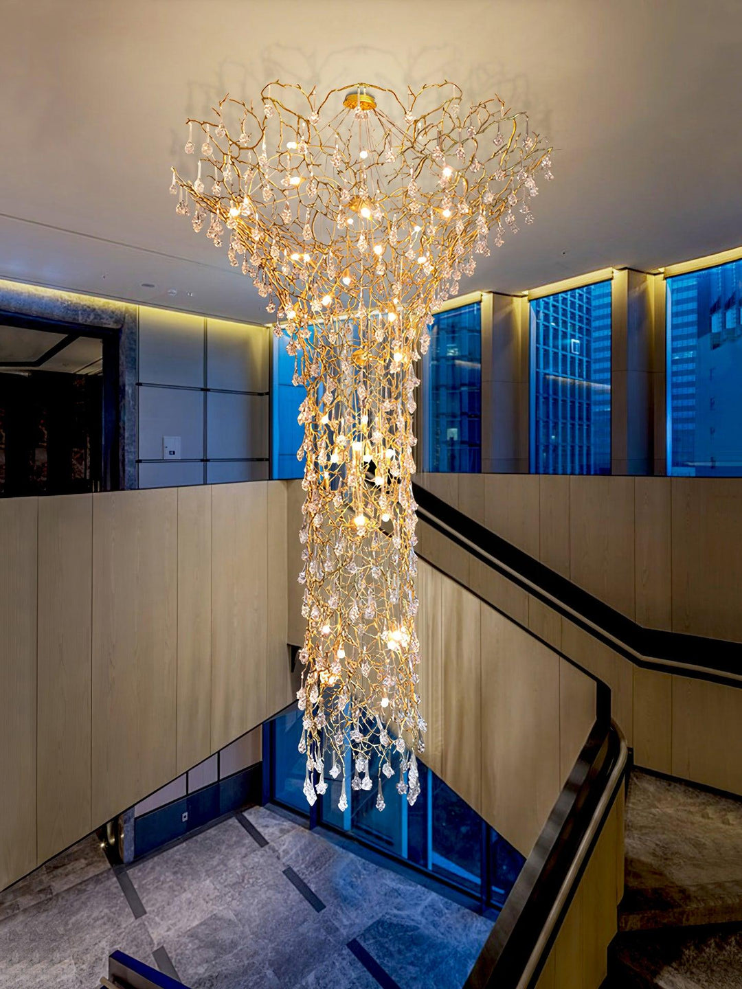 Abeleisa lampadario in ottone con Cristallo a Forma di Ramo d&