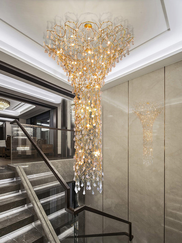 Abeleisa lampadario in ottone con Cristallo a Forma di Ramo d&