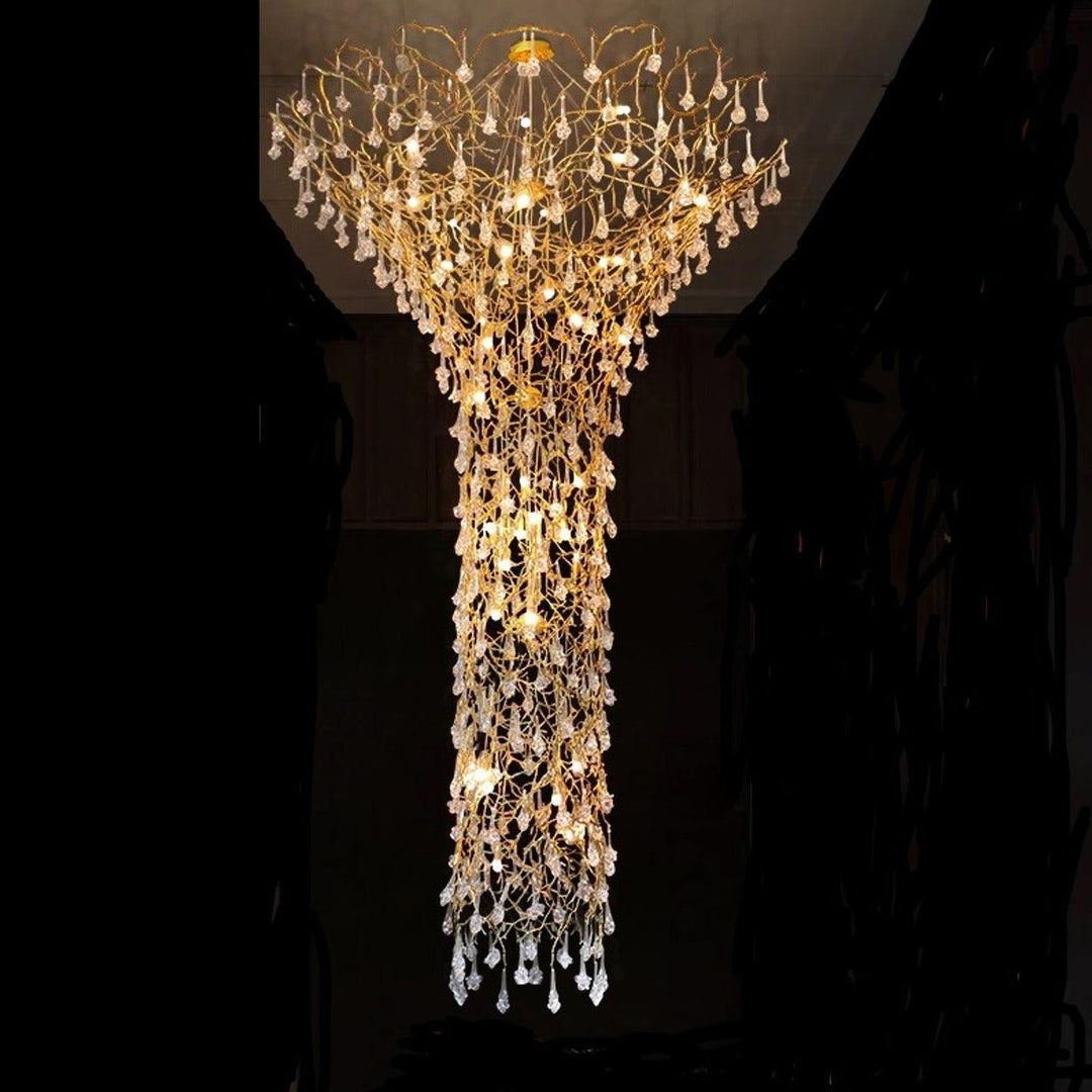 Abeleisa lampadario in ottone con Cristallo a Forma di Ramo d&