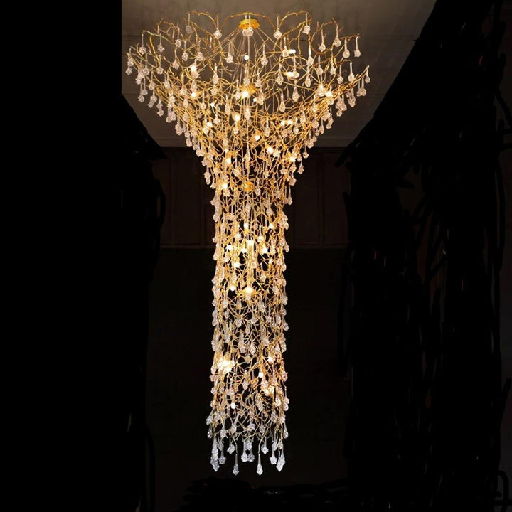 Abeleisa lampadario in ottone con Cristallo a Forma di Ramo d&