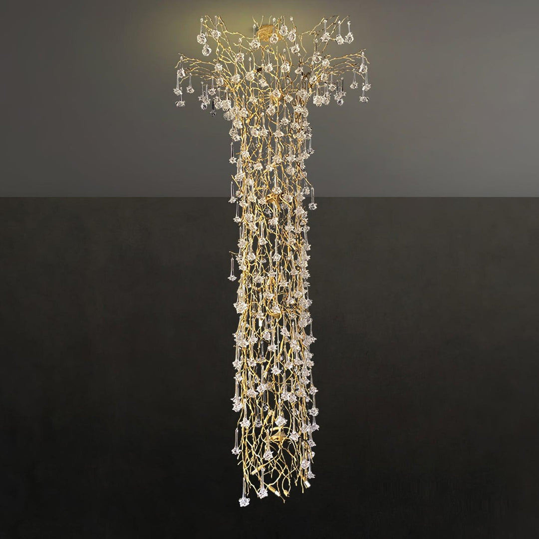 Abeleisa lampadario in ottone con Cristallo a Forma di Ramo d&