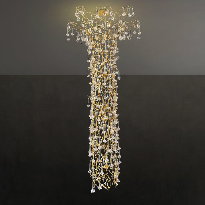Abeleisa lampadario in ottone con Cristallo a Forma di Ramo d&