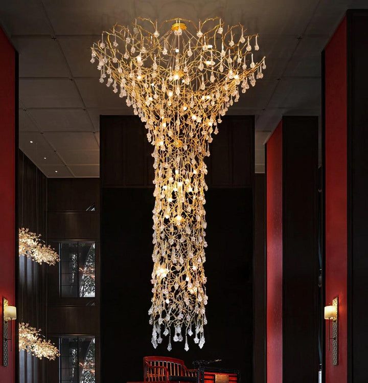 Abeleisa lampadario in ottone con Cristallo a Forma di Ramo d&