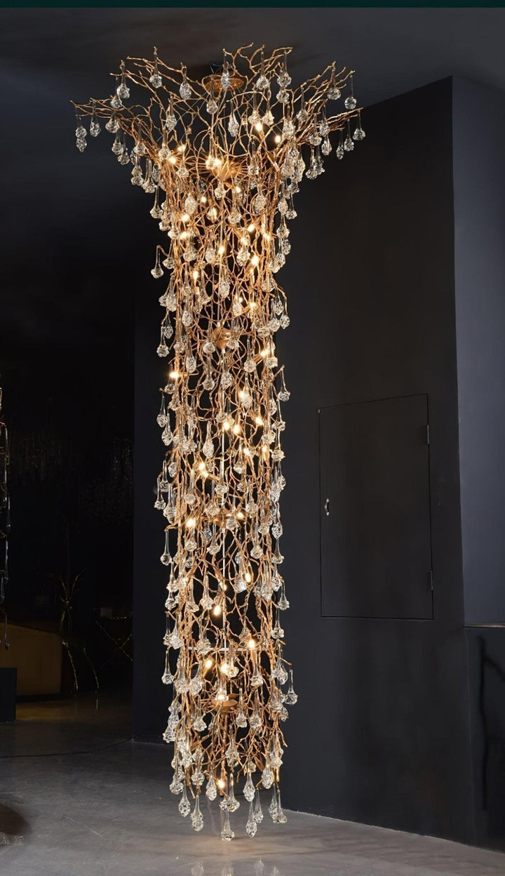 Abeleisa lampadario in ottone con Cristallo a Forma di Ramo d&