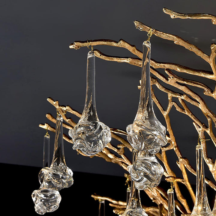 Abeleisa lampadario in ottone con Cristallo a Forma di Ramo d&