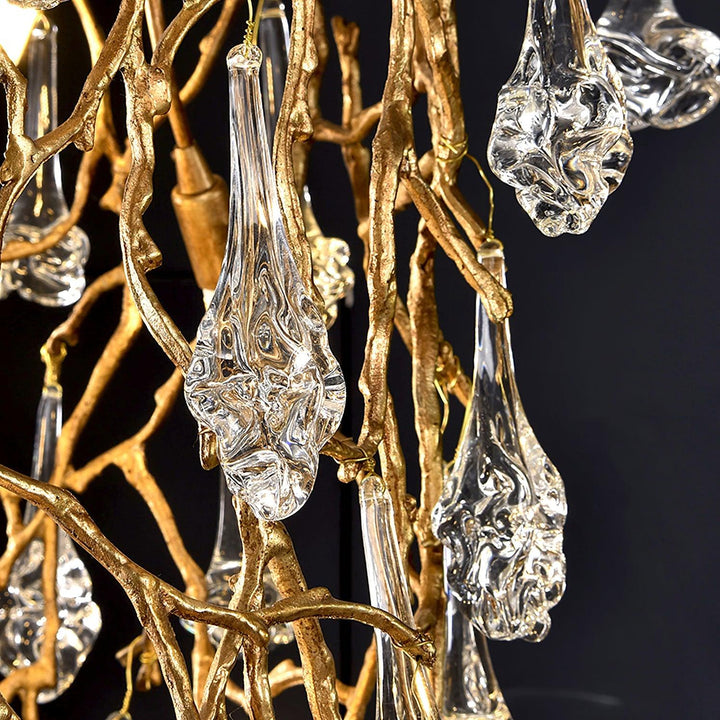 Abeleisa lampadario in ottone con Cristallo a Forma di Ramo d&