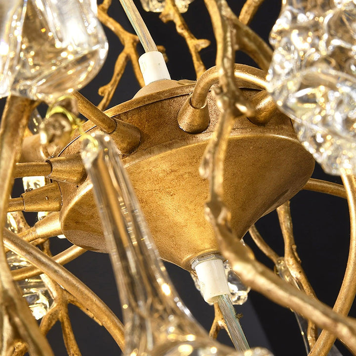 Abeleisa lampadario in ottone con Cristallo a Forma di Ramo d&