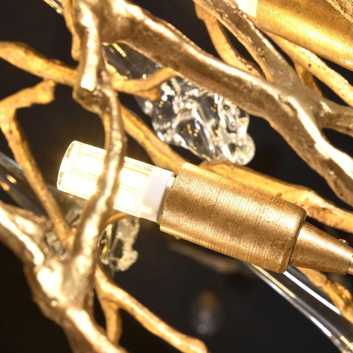 Abeleisa lampadario in ottone con Cristallo a Forma di Ramo d&