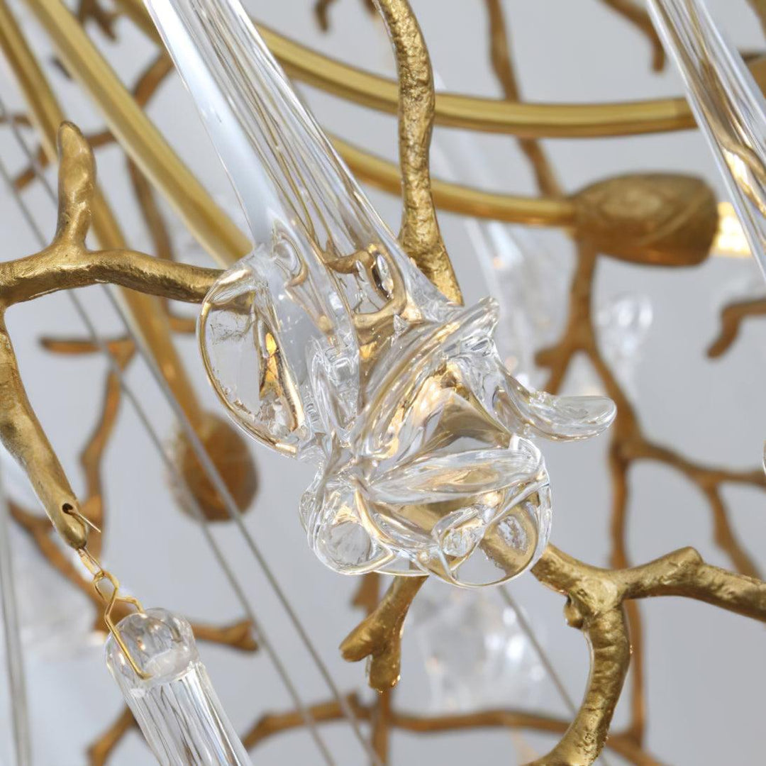 Abeleisa lampadario in ottone con Cristallo a Forma di Ramo d&