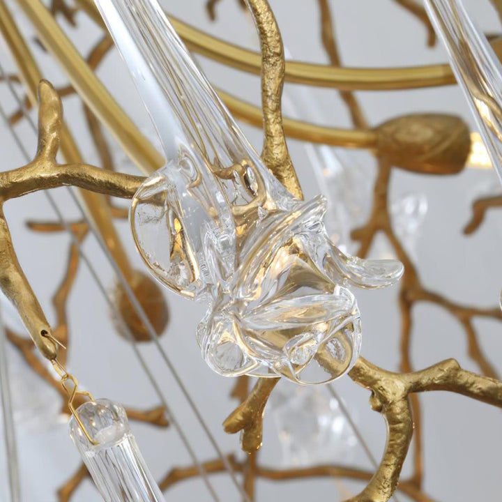 Abeleisa lampadario in ottone con Cristallo a Forma di Ramo d&