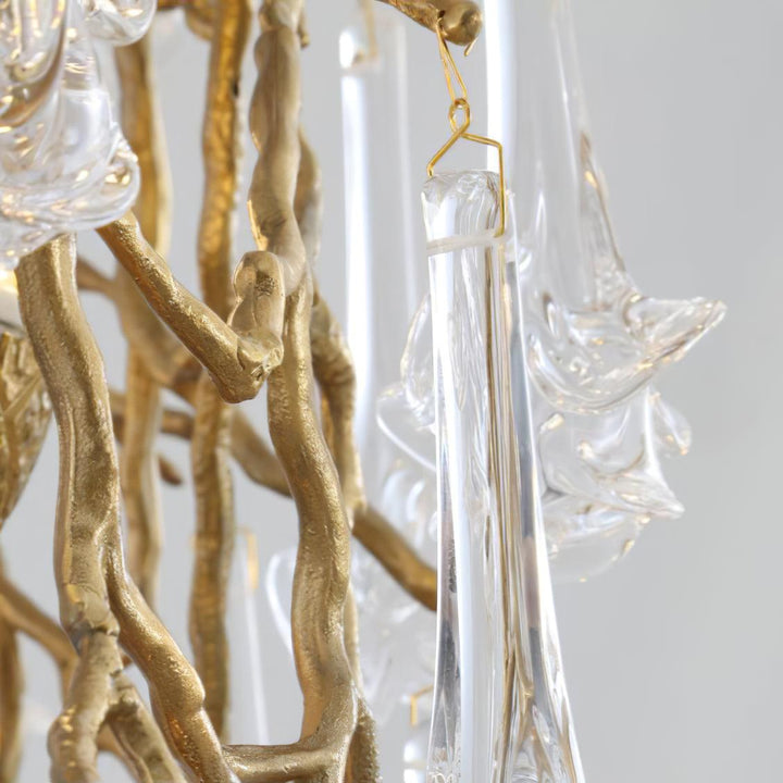 Abeleisa lampadario in ottone con Cristallo a Forma di Ramo d&