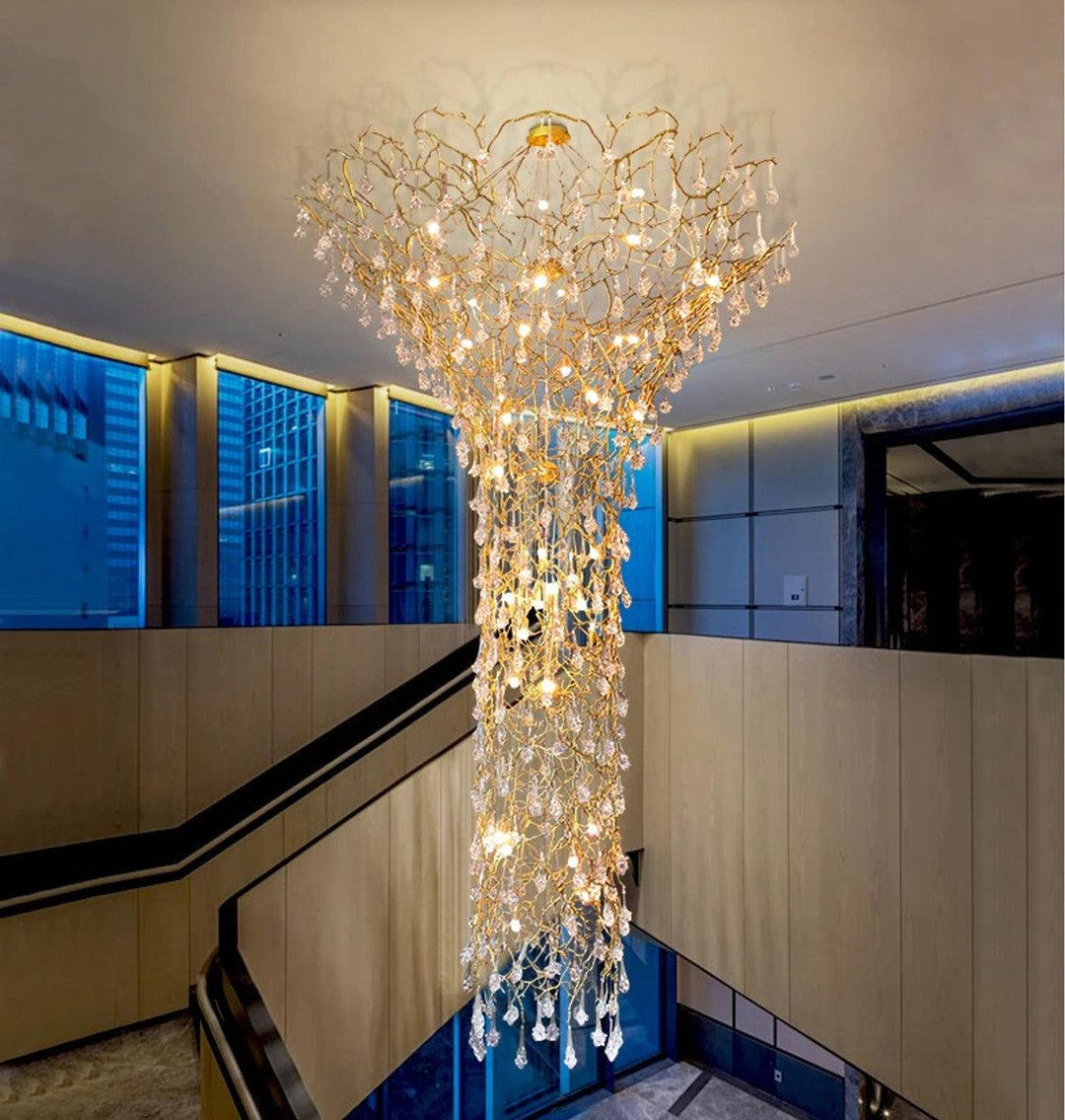 Abeleisa lampadario in ottone con Cristallo a Forma di Ramo d&