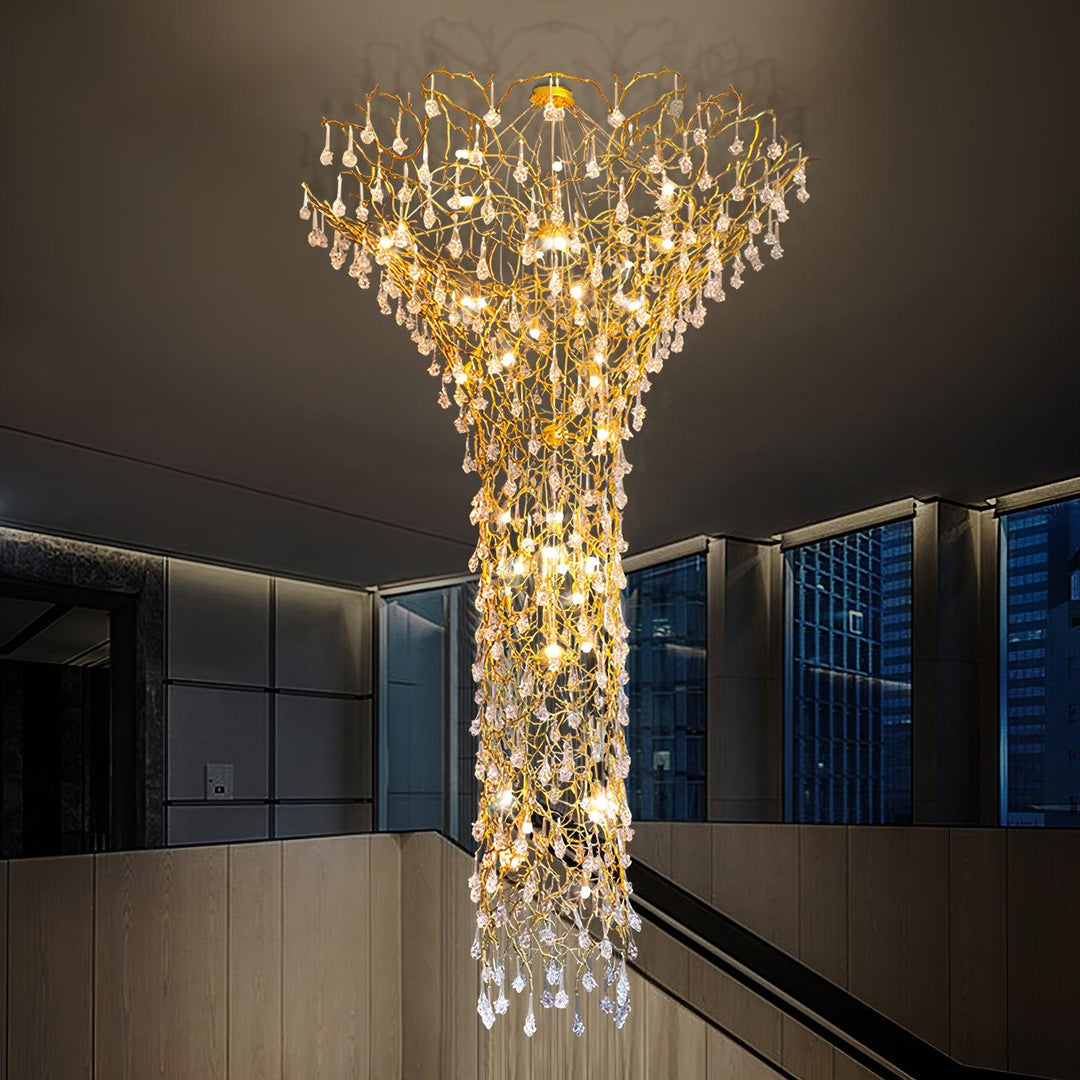 Abeleisa lampadario in ottone con Cristallo a Forma di Ramo d&