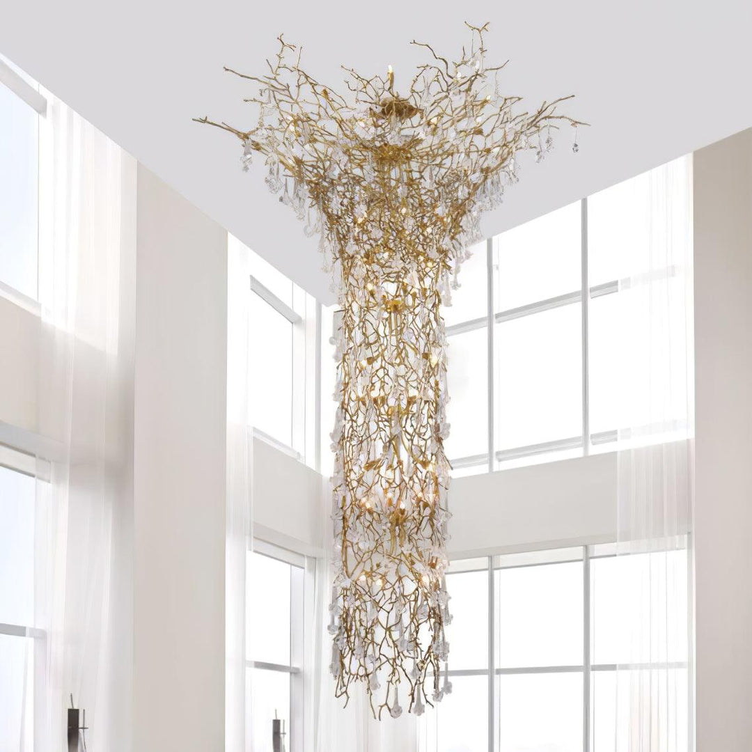 Abeleisa lampadario in ottone con Cristallo a Forma di Ramo d&