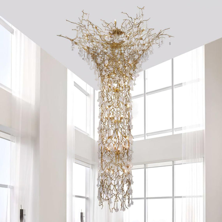 Abeleisa lampadario in ottone con Cristallo a Forma di Ramo d&