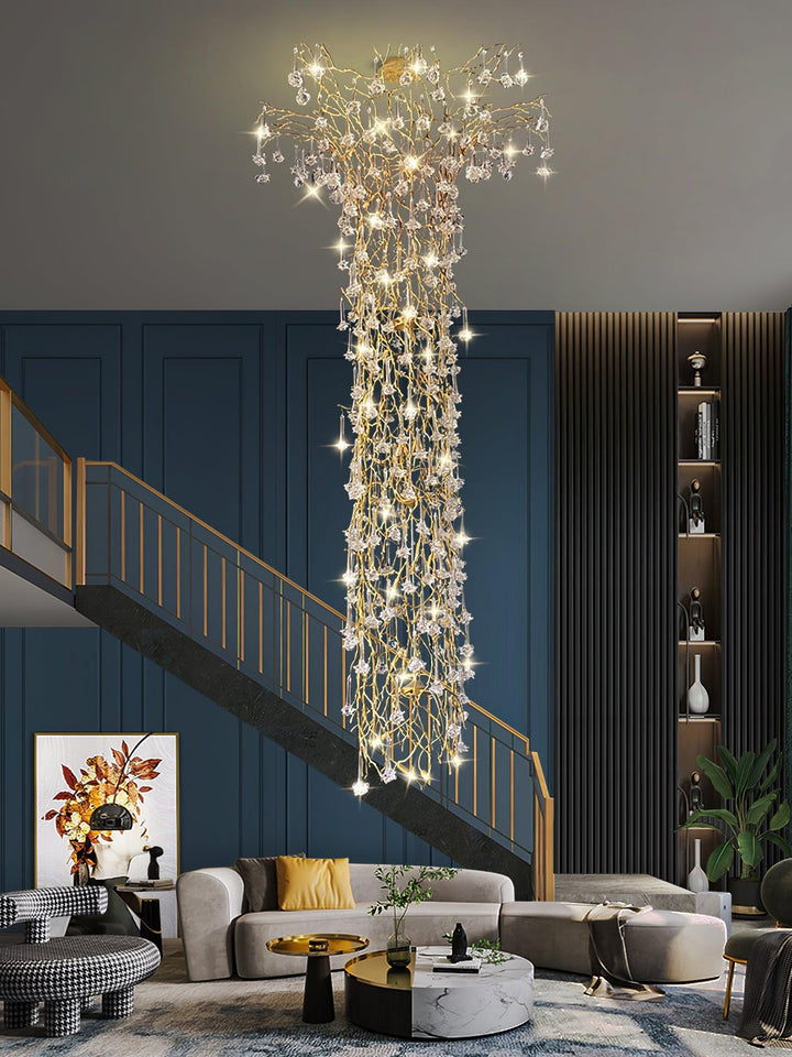 Abeleisa lampadario in ottone con Cristallo a Forma di Ramo d&