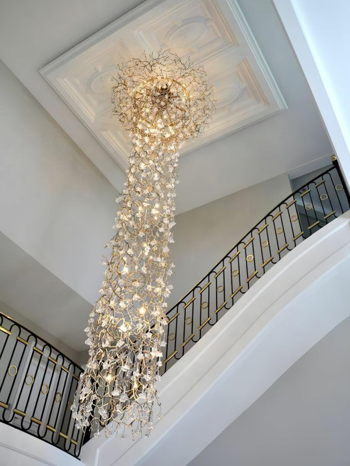 Abeleisa lampadario in ottone con Cristallo a Forma di Ramo d&