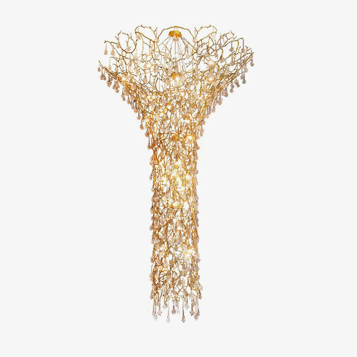 Abeleisa lampadario in ottone con Cristallo a Forma di Ramo d&