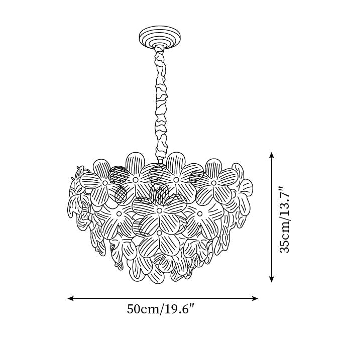 Cavine lampadario in vetro Rosa a Forma di fiore