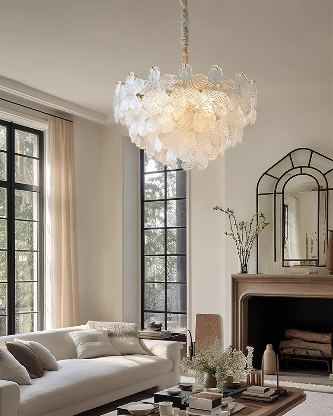 Cavine lampadario in vetro Rosa a Forma di fiore