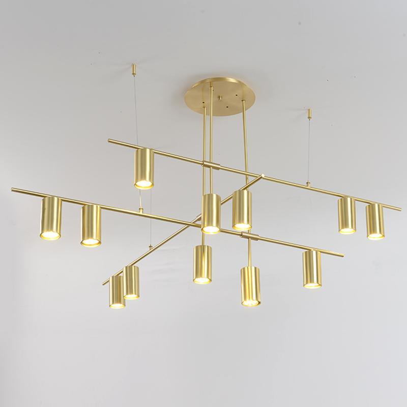 Solenelle lampadario Tribes ottone lineare Cilindrico