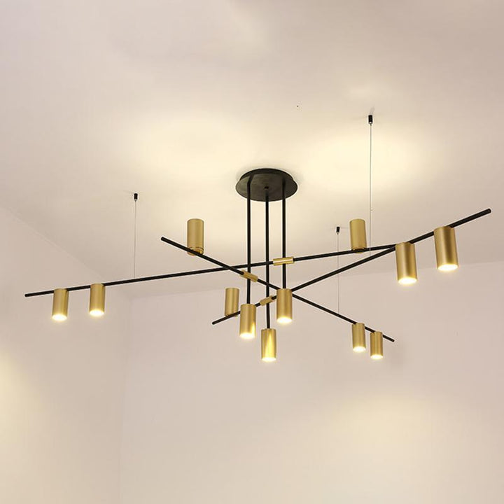 Solenelle lampadario Tribes ottone lineare Cilindrico