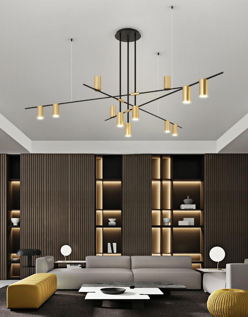 Solenelle lampadario Tribes ottone lineare Cilindrico
