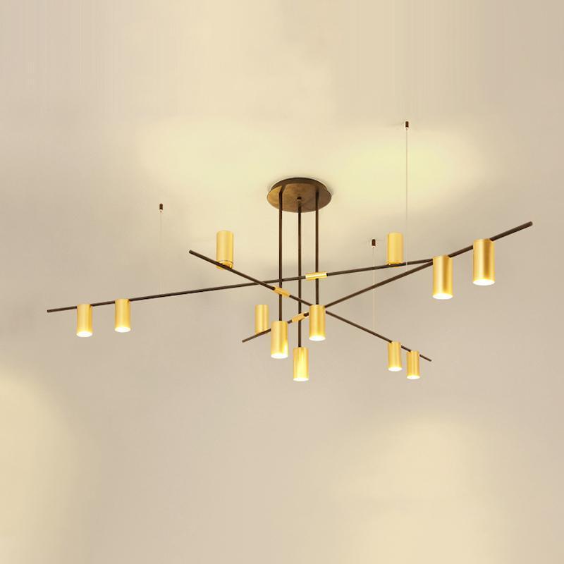 Solenelle lampadario Tribes ottone lineare Cilindrico