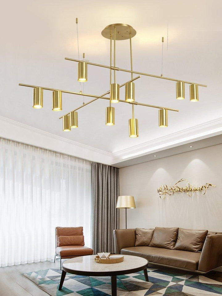 Solenelle lampadario Tribes ottone lineare Cilindrico