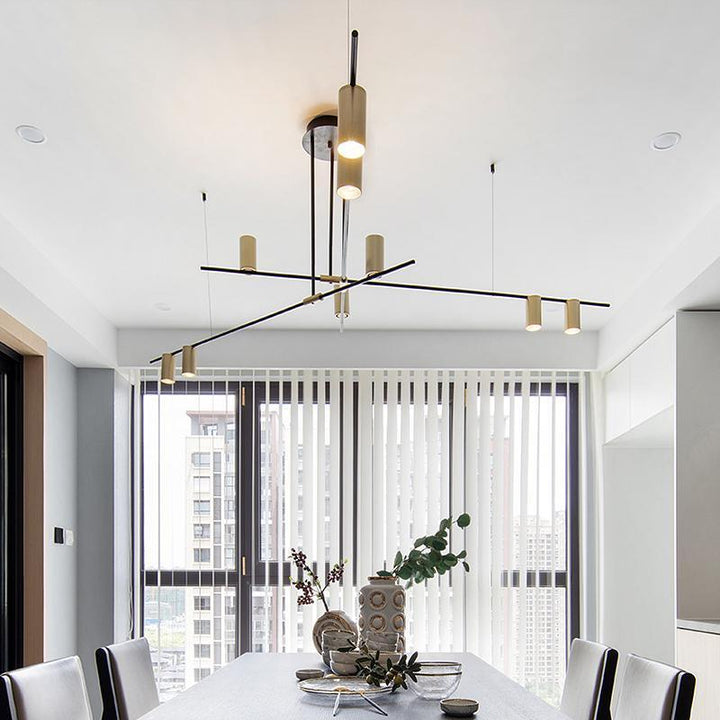 Solenelle lampadario Tribes ottone lineare Cilindrico