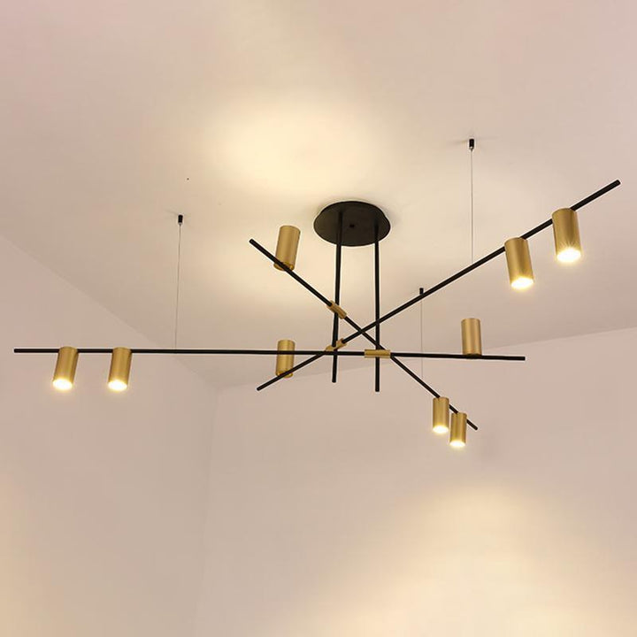 Solenelle lampadario Tribes ottone lineare Cilindrico