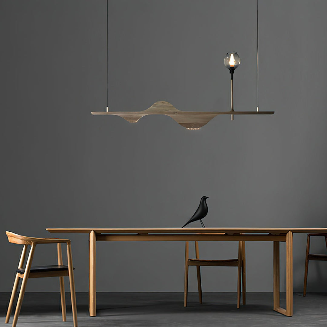 Cushais lampada a sospensione legno con Forma Ondata